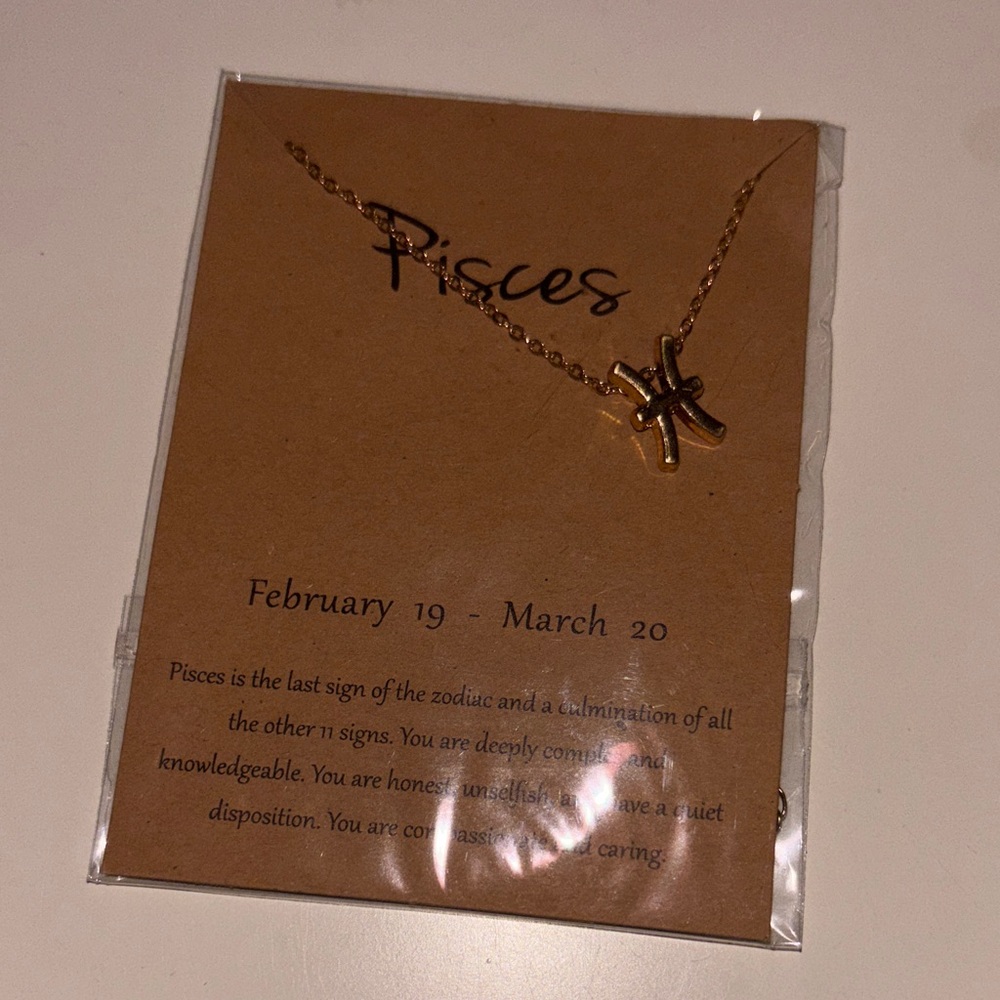 Gold Pisces Zodiac Necklace - Pisces Pendant